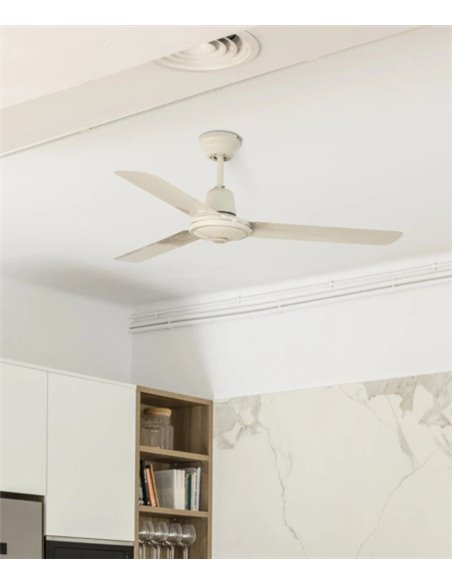 Ventilador de techo sin luz acabado blanco con 3 palas y velocidades Ø 120 cm – Eco Indus – Faro