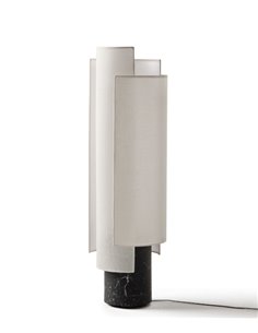 Rio floor lamp - Punt Mobles - Cotton textile lampshade, Marquina marble base, dimmable LED 2700K 2
