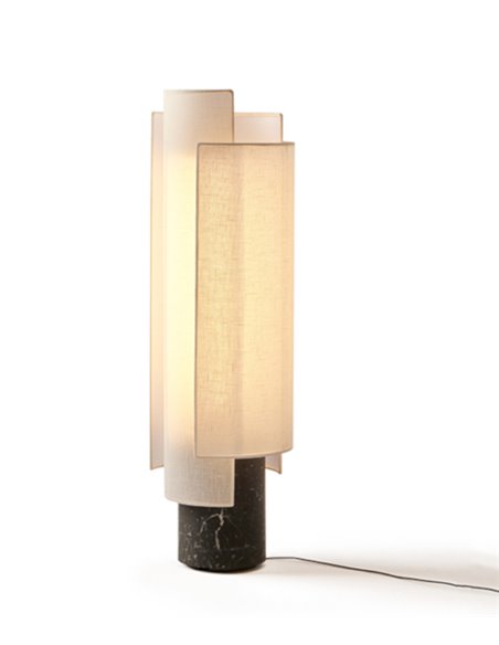 Rio floor lamp - Punt Mobles - Cotton textile lampshade, Marquina marble base, dimmable LED 2700K