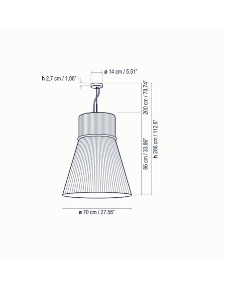 Folie pendant light - Bover - Translucent ribbon lampshade, Diameter: 70 cm