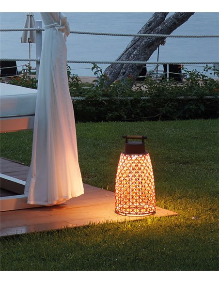 Nans portable lamp - Bover - Outdoor light, Hand-woven synthetic fibre lampshade, 3 dimmer settings, 3 dimming options