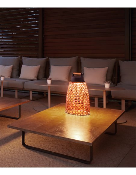 Nans table lamp - Bover - Outdoor lamp, Hand-woven synthetic fibre lampshade, Adjustable brightness