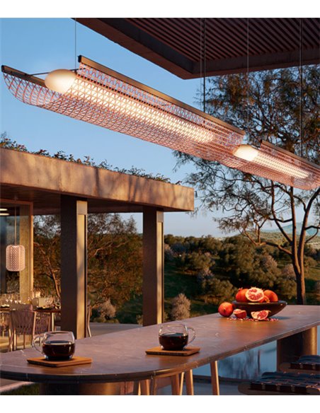 Nans Balis pendant light - Bover - Outdoor light, hand-woven synthetic fibre shade, dimmable LED Triac