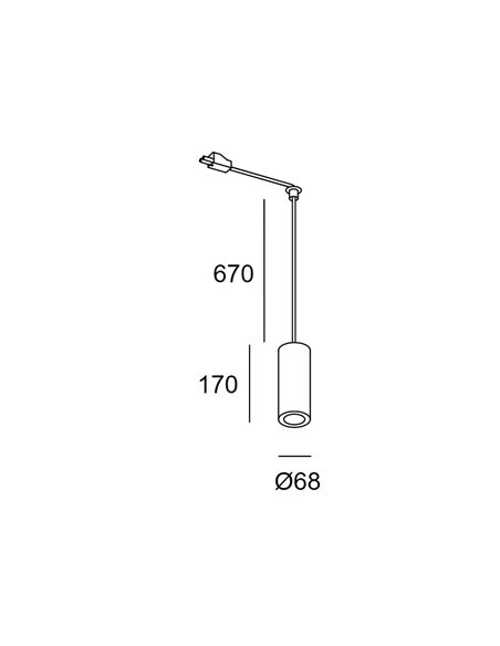 Pipe pendant light for Deltatrack - LedsC4 - Pipe ceiling light, Available in various options, Includes 2 hooks