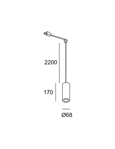 Pipe pendant light for Deltatrack - LedsC4 - Pipe ceiling light, Available in various options, Includes 2 hooks