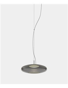 Plat recessed ceiling pendant - LedsC4 - Glass light in green, smoked or amber Dimmable LED 2700-3000-4000K 2