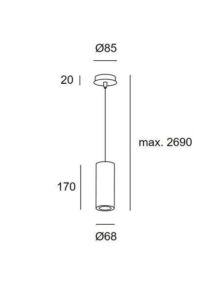 Pipe pendant light - LedsC4 - Minimalist light in 3 colours and 2 sizes, 1xGU10