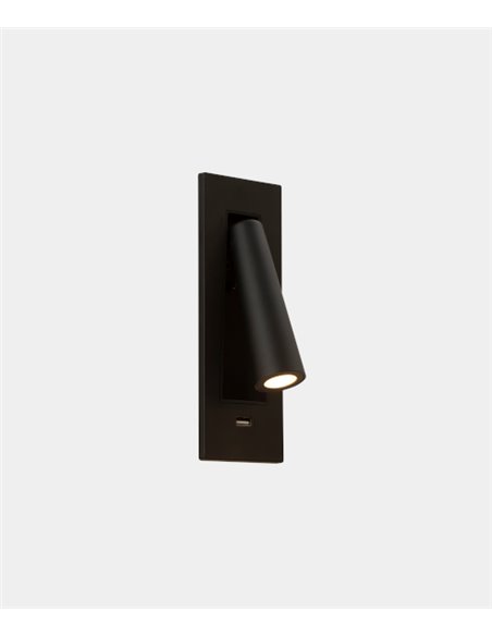 Gamma SR USB recessed wall light - LedsC4 - Reading light with adjustable spotlight, Available in 4 colours, LED 2700K