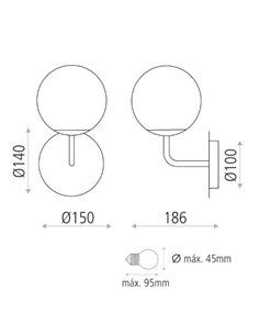 Parma wall light - ACB - Bathroom-suitable lamp, gold or black