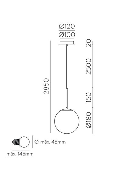 Parma pendant light - ACB - Ball light in antique gold finish, Available in 2 sizes