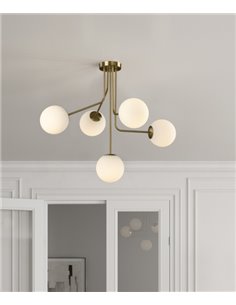 Parma pendant light - ACB - Ball lamp with 5 lights, Old gold metal