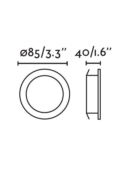 Nais recessed ceiling spotlight - Faro - Downlight LED 2700K, Ø 8.5 cm