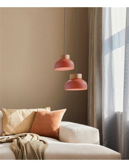 Reiko Flat pendant light - Robin - Modern lamp in 3 colours, Aluminium+natural ash, Ø 21 cm