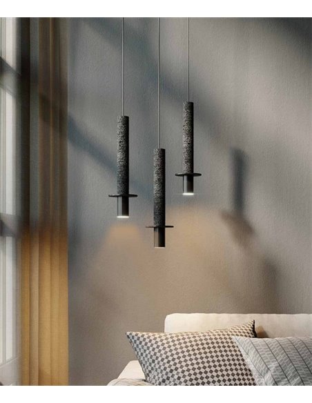 Rita pendant light - Robin - Minimalist black cement lamp, 1xGU10