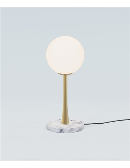 Ricarda table lamp - Robin - Decorative ball lamp, Marble base, Golden structure