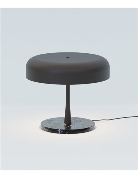 Rea table lamp - Robin - Marble base, Matt black lampshade, 3xE27