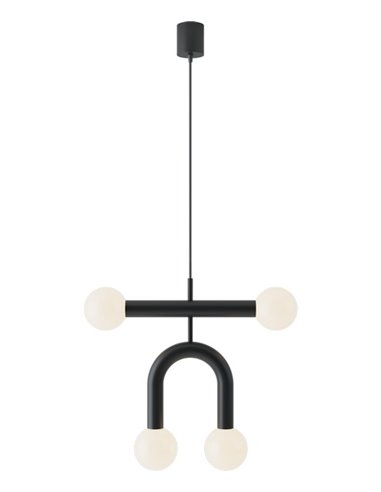 Rigoberta Duo Super Curved ceiling pendant - Robin - Minimalist black lamp, 4xG9