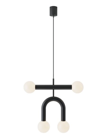 Rigoberta Duo Super Curved ceiling pendant - Robin - Minimalist black lamp, 4xG9