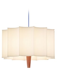 Rain pendant light - Robin - Chestnut wood structure, White lampshade, Ø 40 cm 2