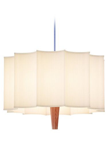 Rain pendant light - Robin - Chestnut wood structure, White lampshade, Ø 40 cm