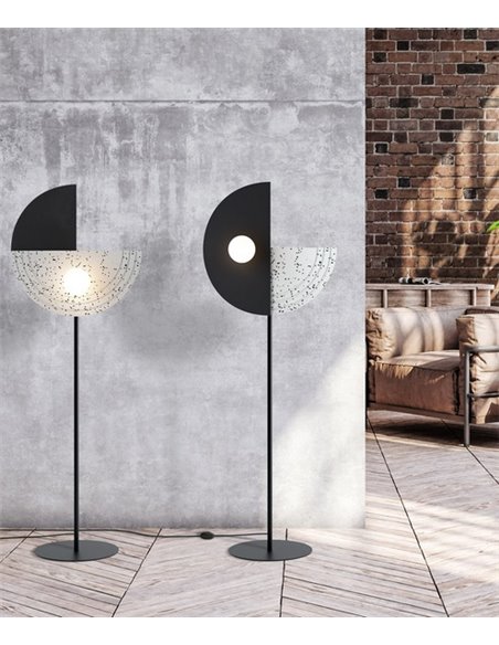 Regina Front floor lamp - Robin - Minimalist design, Height: 140 cm, Lampshade of terrazzo and recycled plastic