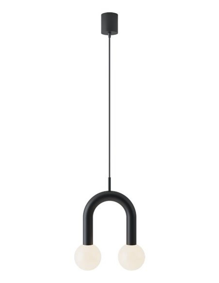Rigoberta Super-curved pendant light - Robin - Decorative ball light, Matt black finish