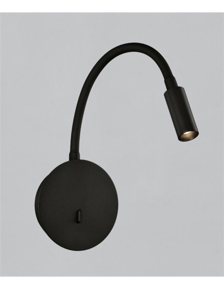 Aplique de pared de lectura LED de metal negro 3200K – Lyon – ACB Iluminación