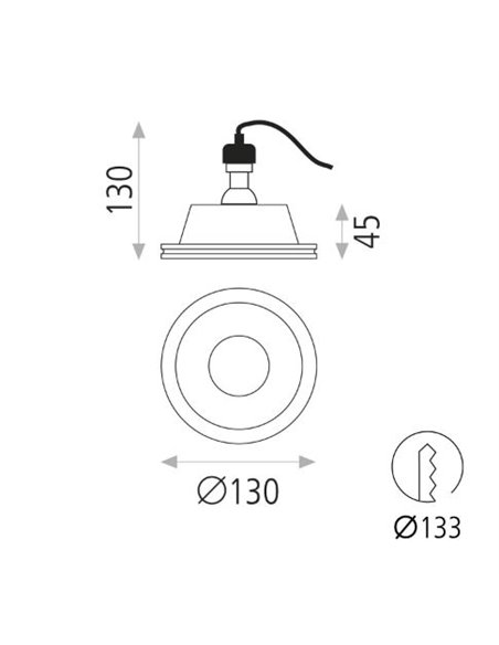 Lámpara empotrable de escayola Ø 13 cm – Yota – ACB Iluminación