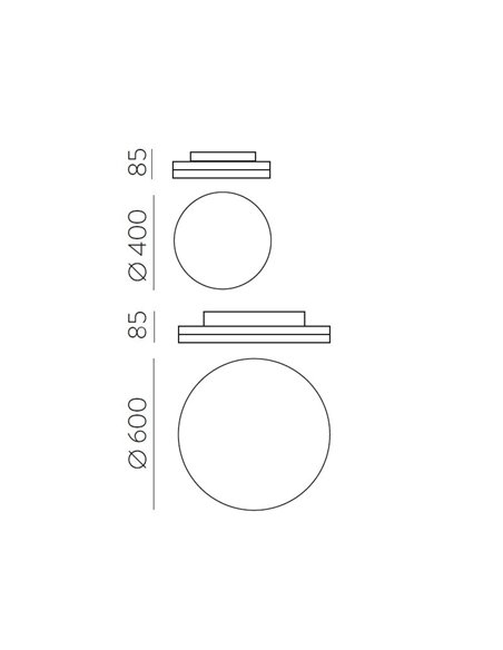 Aplique de techo circular LED de metal y acrílico blanco en 2 medidas – Angus – ACB Iluminación