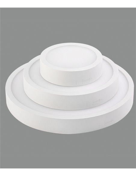 Aplique de techo circular extraplano LED de aluminio y acrílico blanco en 3 tamaños – Kore – ACB Iluminación