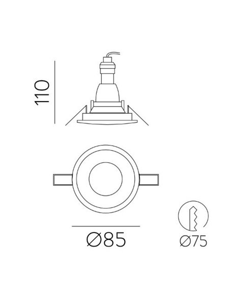 Empotrable de techo de metal blanco Ø 8.5 cm - Nork - ACB Iluminación