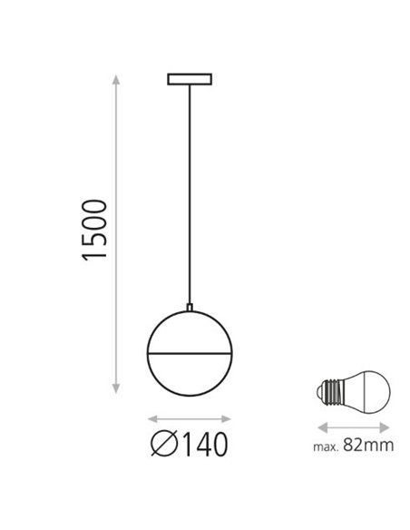Colgante de techo de cemento piedra y cristal  Ø 14 cm - Shiru - ACB Iluminación