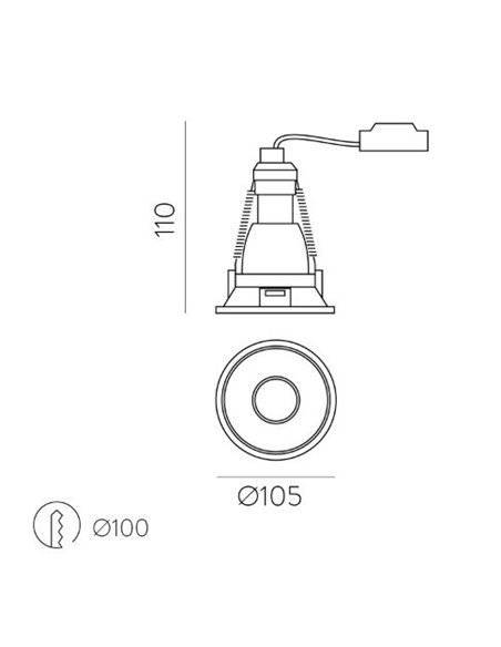 Foco de techo empotrable Ø10.5 cm - Apex - ACB Iluminación