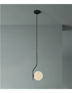 Lámpara colgante de cristal y metal acabado opal y oro viejo - Maui - ACB Iluminación 