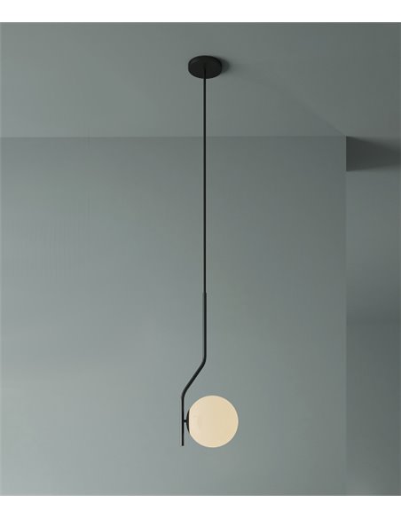 Lámpara colgante de cristal y metal acabado opal y oro viejo - Maui - ACB Iluminación 