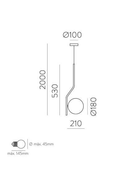 Lámpara colgante de cristal y metal acabado opal y oro viejo - Maui - ACB Iluminación 