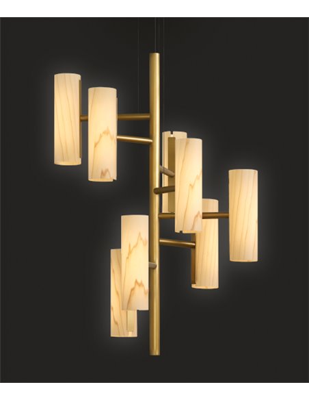 Black Note Chandelier - LZF - Dimmable LED pendant light, 100 cm high, metal and wood, various colours