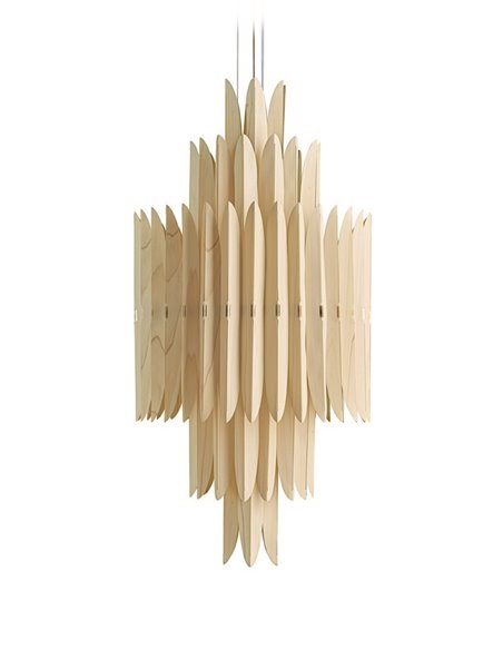 Voliere pendant light - LZF - Sophisticated handcrafted design, natural white wood veneer frame