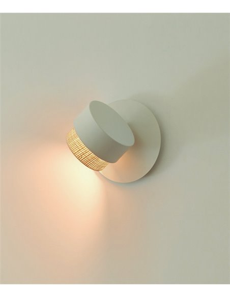 Kan XL wall light - Luxcambra - Adjustable light, raffia lampshade