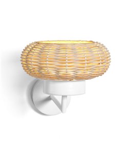 Niuet wall light - Luxcambra - Natural wicker lampshade, white structure 2