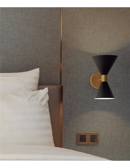 Uec wall light - Luxcambra - Decorative lamp in white or black and gold, 2 lights