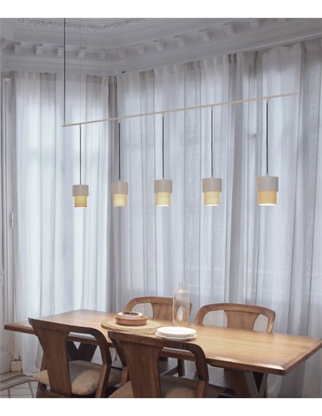 Kan pendant light - Luxcambra - Horizontal design, 5 lights, cotonet sand shade