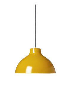 Parabolic pendant light - Luxcambra - Industrial design in black and mustard, Ø 35 cm