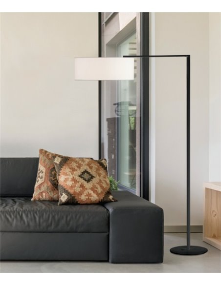 Matrix floor lamp - Luxcambra - Modern design with articulated arm, White or grey cotonet lampshade, height: 140 cm
