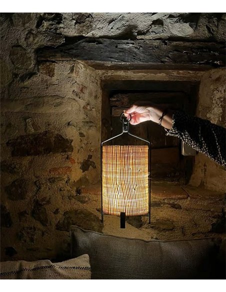 Fanal portable lamp - Luxcambra - Raffia lampshade, rechargeable battery