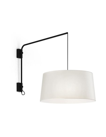 Arco wall light - Luxcambra - White cotonet lampshade, Ø 45 cm