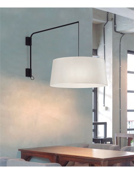 Arco wall light - Luxcambra - White cotonet lampshade, Ø 45 cm