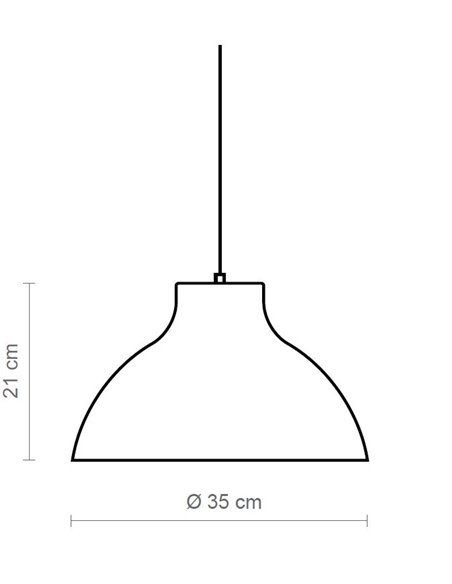 Parabolic pendant light - Luxcambra - Industrial design in black and mustard, Ø 35 cm