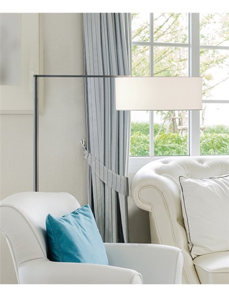 Matrix floor lamp - Luxcambra - Modern design with articulated arm, White or grey cotonet lampshade, height: 140 cm