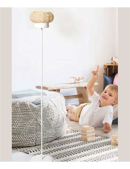 Niuet floor lamp - Luxcambra - Hand-woven natural wicker lampshade, height: 131 cm